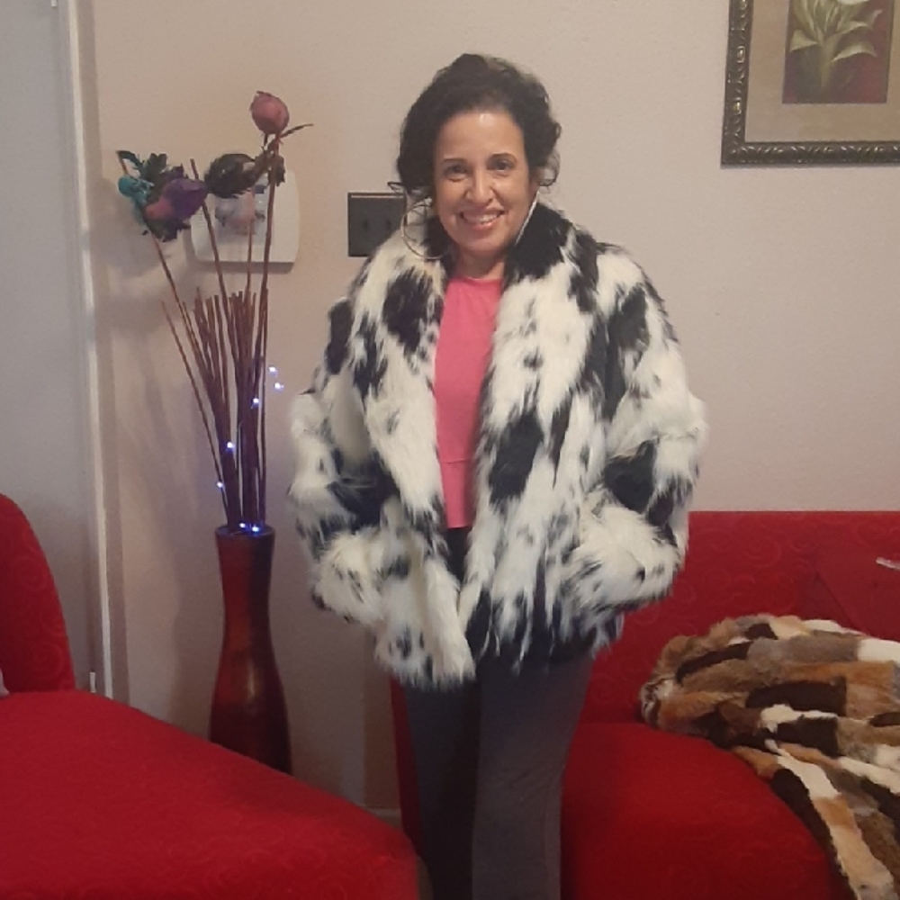 FRIENDS Black and White Faux Fur Coat